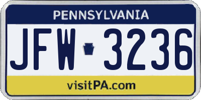 PA license plate JFW3236