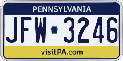 PA license plate JFW3246