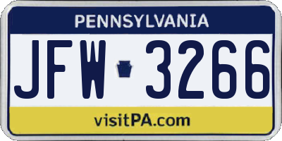 PA license plate JFW3266