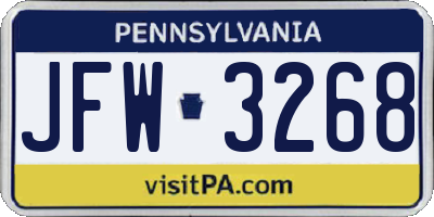 PA license plate JFW3268