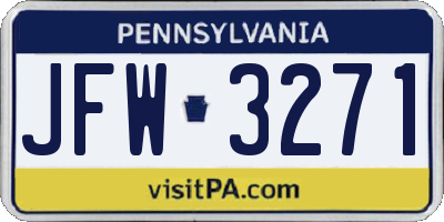 PA license plate JFW3271