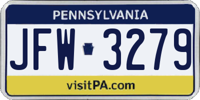 PA license plate JFW3279