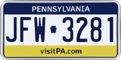 PA license plate JFW3281