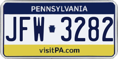 PA license plate JFW3282