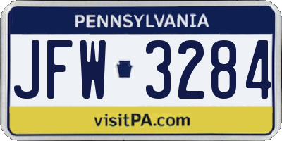 PA license plate JFW3284