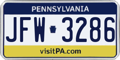 PA license plate JFW3286