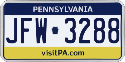 PA license plate JFW3288