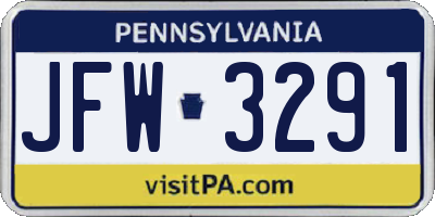 PA license plate JFW3291