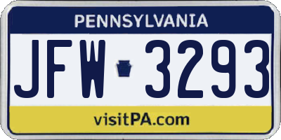 PA license plate JFW3293