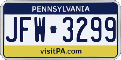 PA license plate JFW3299