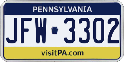 PA license plate JFW3302