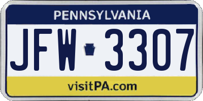 PA license plate JFW3307