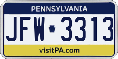 PA license plate JFW3313