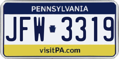 PA license plate JFW3319