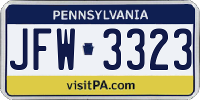 PA license plate JFW3323