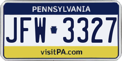 PA license plate JFW3327