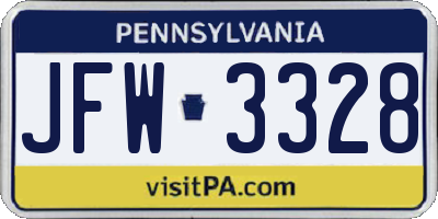 PA license plate JFW3328