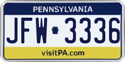 PA license plate JFW3336