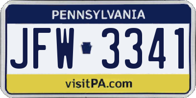 PA license plate JFW3341