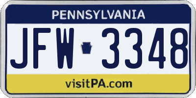 PA license plate JFW3348