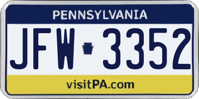PA license plate JFW3352