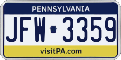 PA license plate JFW3359
