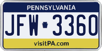 PA license plate JFW3360