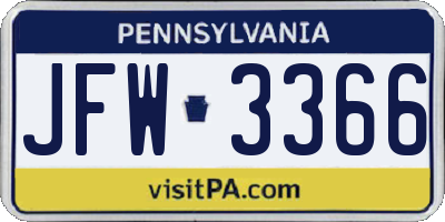 PA license plate JFW3366