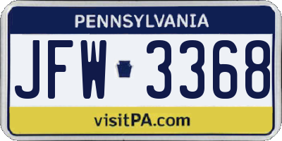 PA license plate JFW3368