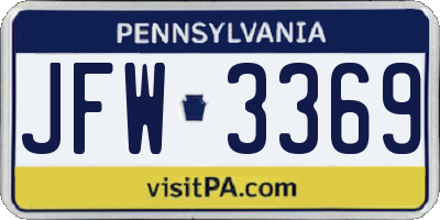 PA license plate JFW3369