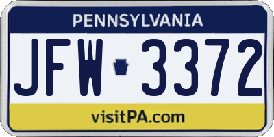 PA license plate JFW3372