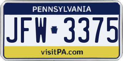 PA license plate JFW3375