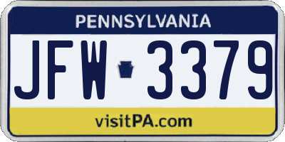 PA license plate JFW3379