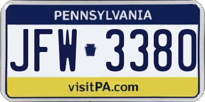 PA license plate JFW3380