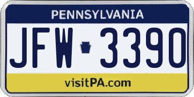 PA license plate JFW3390