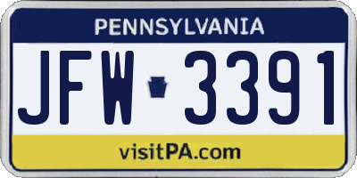 PA license plate JFW3391