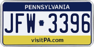 PA license plate JFW3396