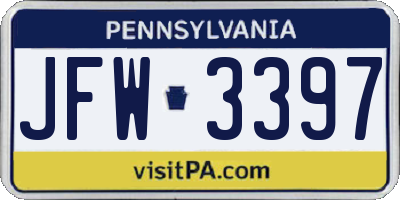 PA license plate JFW3397