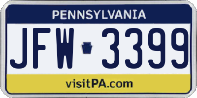 PA license plate JFW3399