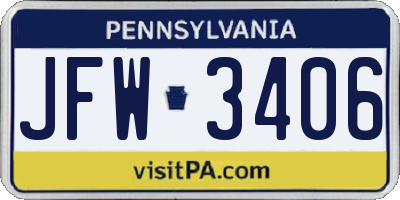 PA license plate JFW3406