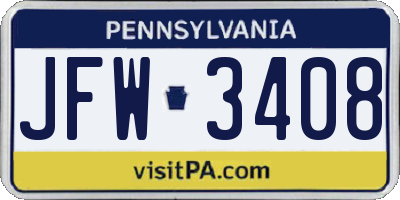 PA license plate JFW3408