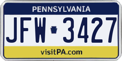 PA license plate JFW3427