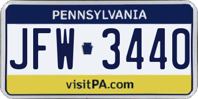 PA license plate JFW3440
