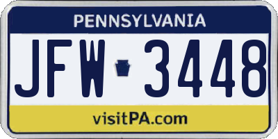 PA license plate JFW3448