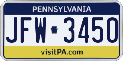 PA license plate JFW3450