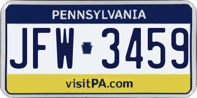 PA license plate JFW3459