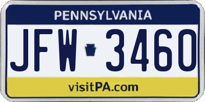 PA license plate JFW3460