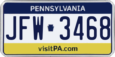 PA license plate JFW3468