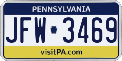 PA license plate JFW3469