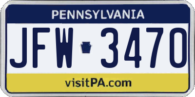 PA license plate JFW3470